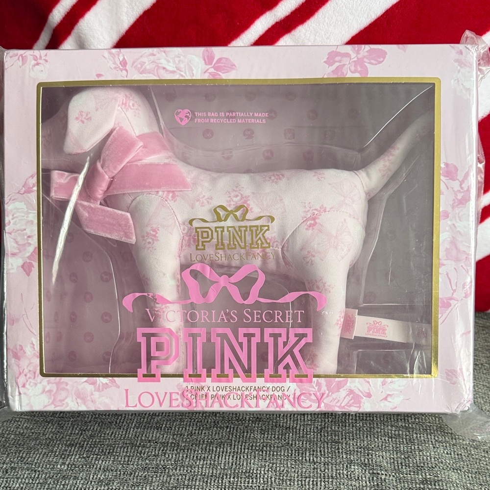 Brand new Victoria's Secret Pink Floral Plush Dog in Sealed Box